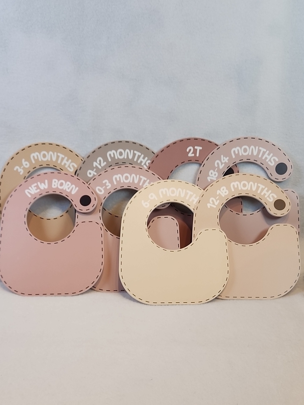 Neutral Pink & Cream Baby Bib Size Dividers - Set of Nursery Organizers